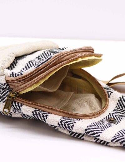 Black and White Cross Body Bag Natural Cotton