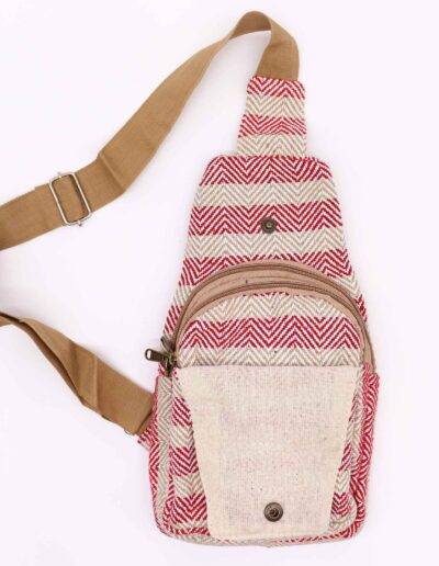 Tan and Pink Cross Body Bag Natural Cotton