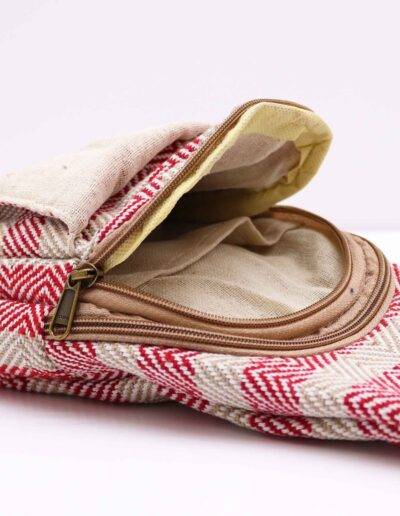 Tan and Pink Cross Body Bag Natural Cotton