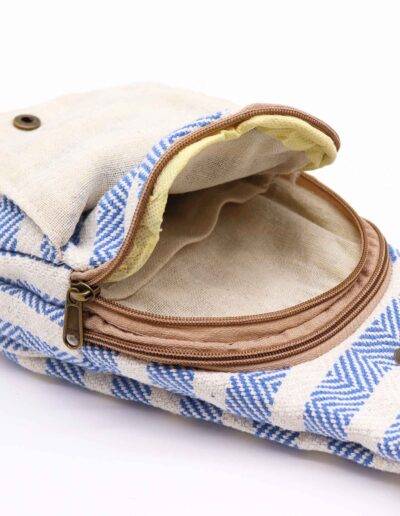 Blue and White Cross Body Bag Natural Cotton