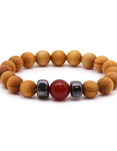 Cedarwood Root Chakra Bangle with Red Jasper
