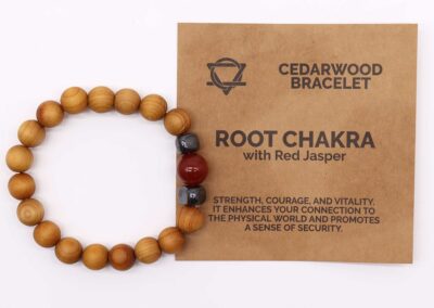 Cedarwood Root Chakra Bangle with Red Jasper