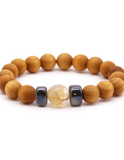 Cedarwood Solar Plexus Chakra Bangle with Citrine