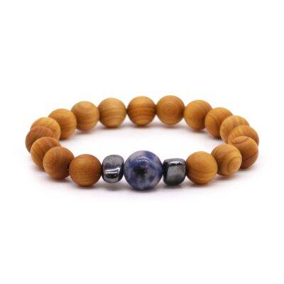 Cedarwood Throat Chakra Bangle with Sodalite