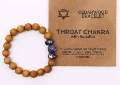 Cedarwood Throat Chakra Bangle with Sodalite