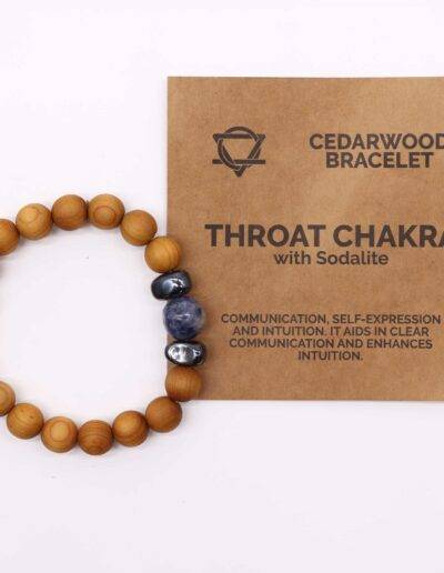 Cedarwood Throat Chakra Bangle with Sodalite