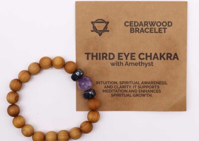 Cedarwood Third Eye Chakra Bangle with Amethyst