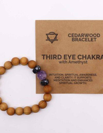 Cedarwood Third Eye Chakra Bangle with Amethyst