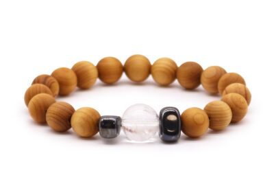 Cedarwood Crown Chakra Bangle with Clear Quartz