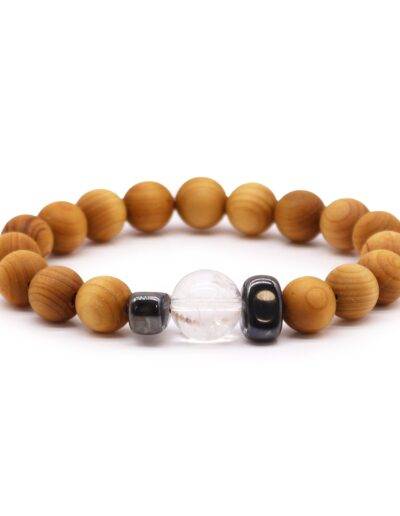 Cedarwood Crown Chakra Bangle with Clear Quartz