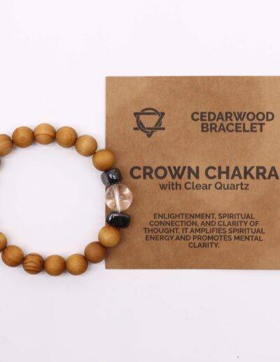 Cedarwood Crown Chakra Bangle with Clear Quartz