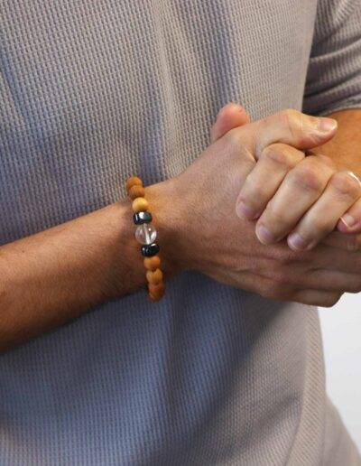 Cedarwood Crown Chakra Bangle with Clear Quartz