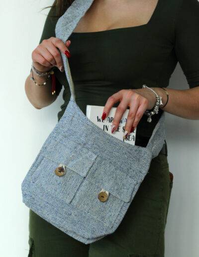 Medium Sized Comp Denim Natural Tones Two Pocket Bags