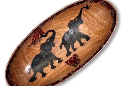 African Elephant Design Wooden Tray