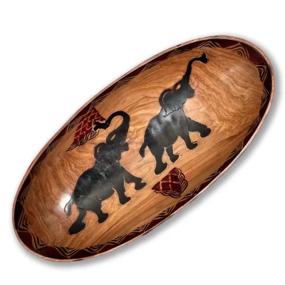 African Elephant Design Wooden Tray