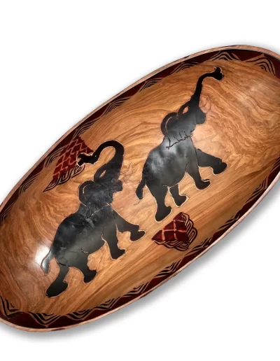 African Elephant Design Wooden Tray