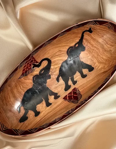 African Elephant Design Wooden Tray