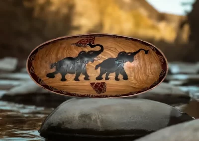 African Elephant Design Wooden Tray