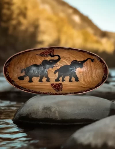 African Elephant Design Wooden Tray
