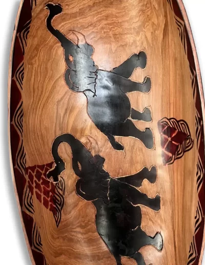 African Elephant Design Wooden Tray