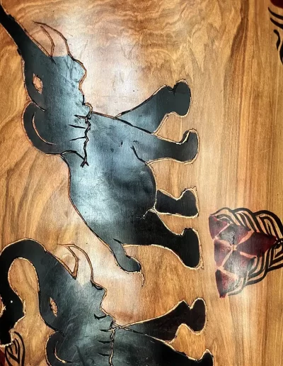 African Elephant Design Wooden Tray