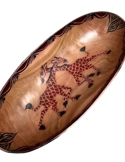 African Giraffe Design Wooden Tray