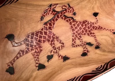 African Giraffe Design Wooden Tray