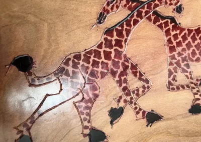 African Giraffe Design Wooden Tray