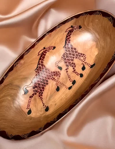 African Giraffe Pattern Wooden Tray