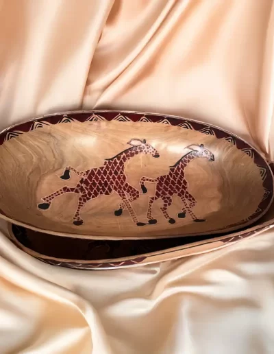 African Giraffe Pattern Wooden Tray