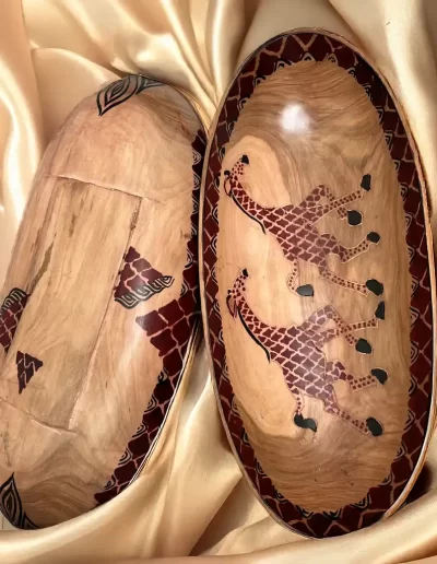 African Giraffe Pattern Wooden Tray