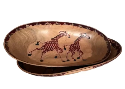 African Giraffe Pattern Wooden Tray