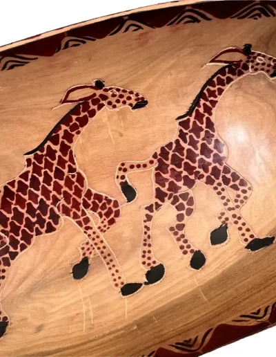 African Giraffe Pattern Wooden Tray