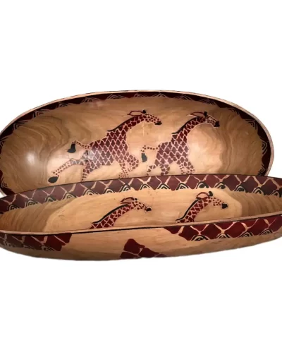 African Giraffe Pattern Wooden Tray