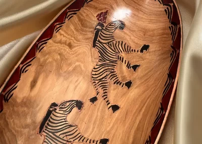 African Zebra Design Wooden Tray