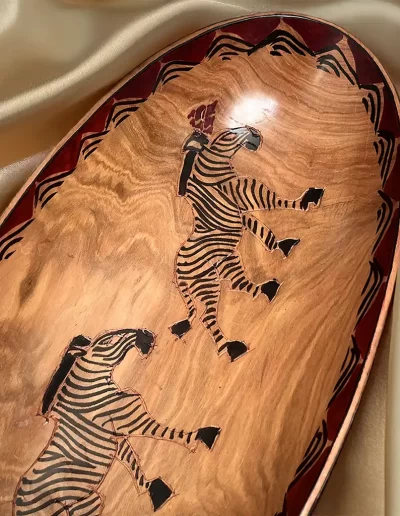 African Zebra Design Wooden Tray