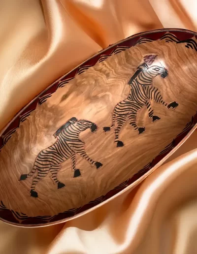 African Zebra Design Wooden Tray