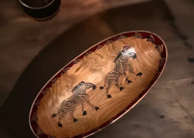 African Zebra Design Wooden Tray