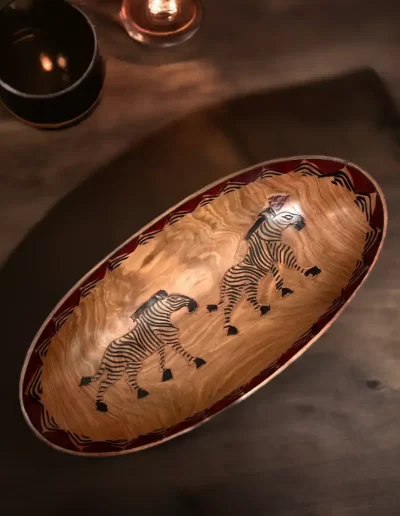 African Zebra Design Wooden Tray