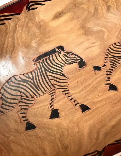African Zebra Design Wooden Tray