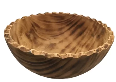 Scallop Wavy Edge Large Wooden Bowl