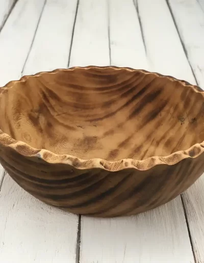 Scallop Wavy Edge Large Wooden Bowl