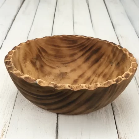 Scallop Wavy Edge Large Wooden Bowl