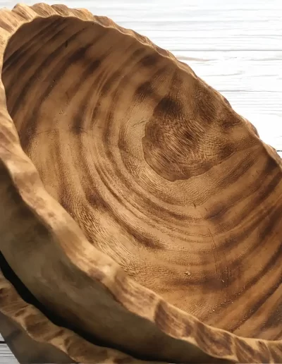 Scallop Wavy Edge Large Wooden Bowl
