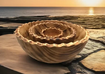 Scallop Wavy Edge Large Wooden Bowl