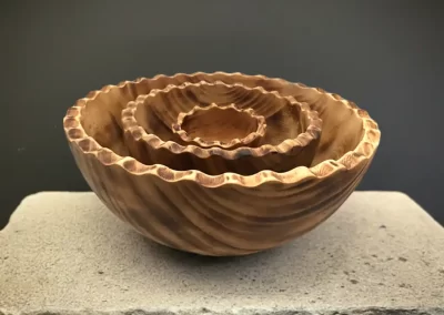 Scallop Wavy Edge Large Wooden Bowl