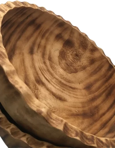 Scallop Wavy Edge Large Wooden Bowl