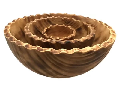 Scallop Wavy Edge Large Wooden Bowl