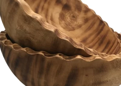 Scallop Wavy Edge Large Wooden Bowl