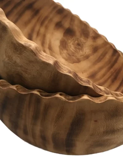 Scallop Wavy Edge Large Wooden Bowl